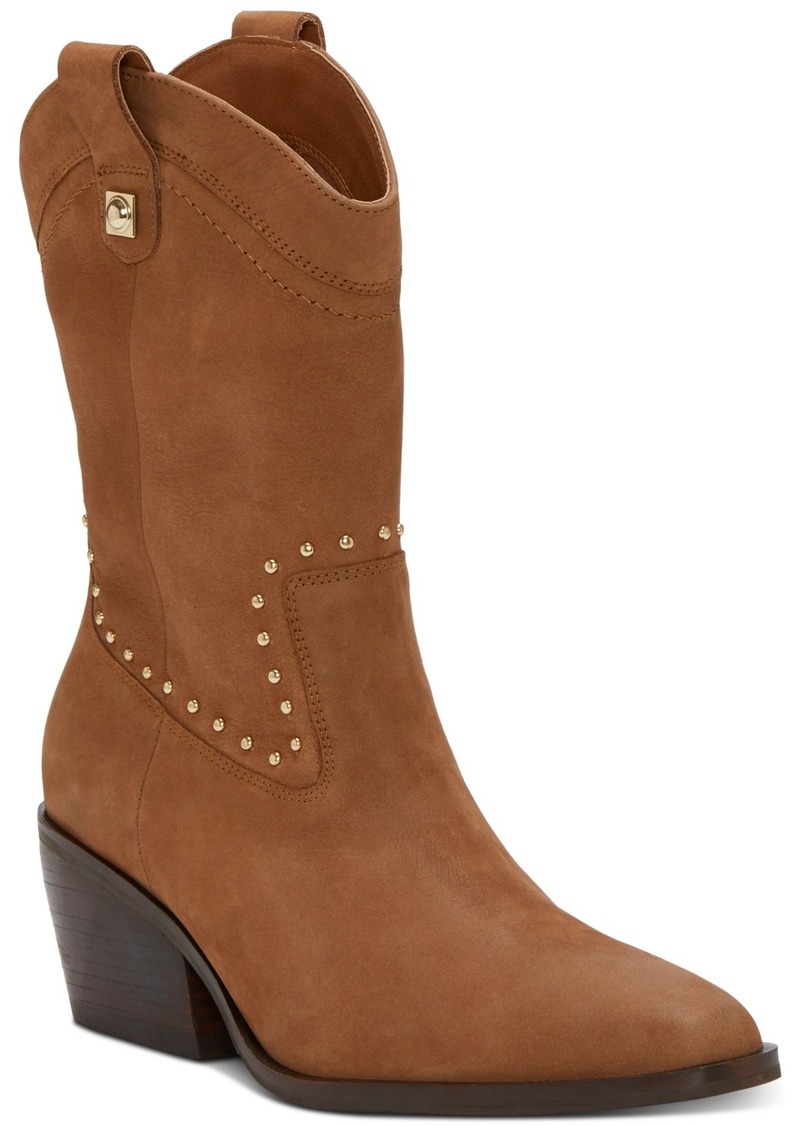 Lucky Brand Women's Cesiet Studded Cowboy Boots - Dark Tan Nubuck