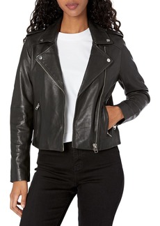 Lucky Brand Women's Classic Leather Moto Jacket  M