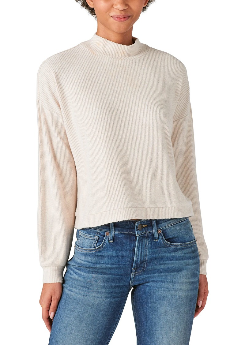 Lucky Brand Women's Cloud Rib Bubble Mock Neck Top