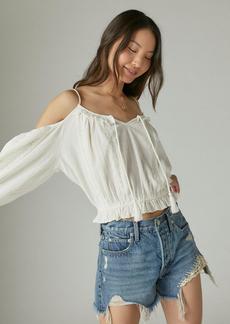 Lucky Brand Womens Cold Shoulder Lace Top
