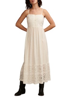 Lucky Brand Women's Cotton Cutwork Sleeveless Maxi Dress - Whisper White