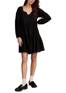 Lucky Brand Women's Cotton Embroidered Tiered Long-Sleeve Mini Dress - Caviar