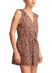 Lucky Brand Women's Cotton Floral-Print Cinched Romper - Peach Whip Multi