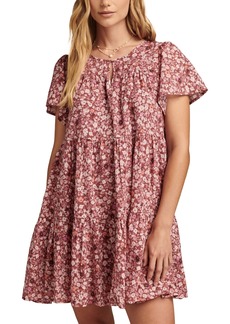 Lucky Brand Women's Cotton Floral-Print Tiered Mini Dress - Mauve Multi
