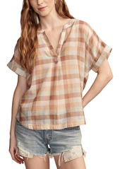 Lucky Brand Women's Cotton Striped Dolman Popover Shirt - Diffused Orchid Stripe