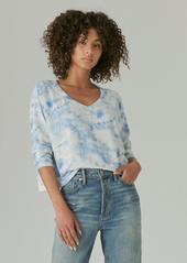 Lucky Brand Womens Cropped Boxy Cloud Jersey Crew
