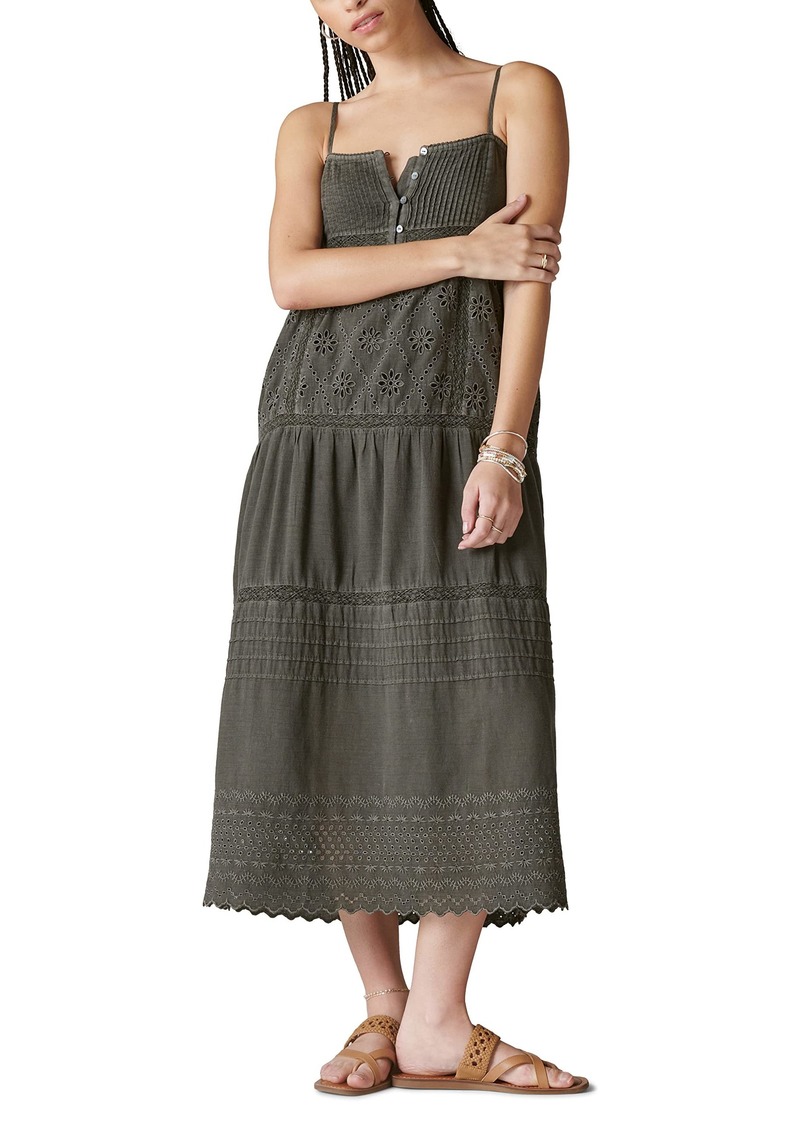 Lucky Brand Women's Cutwork Paneled Maxi Dress