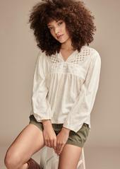 Lucky Brand Women's Cutwork Peasant Top