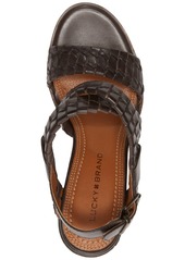 Lucky Brand Women's Dabene Woven Strappy Slingback Block-Heel Sandals - Brown Leather