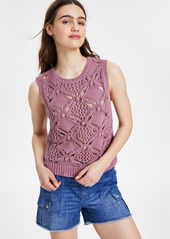 Lucky Brand Women's Diamond Crochet Cotton Sweater Vest - Nostalgia