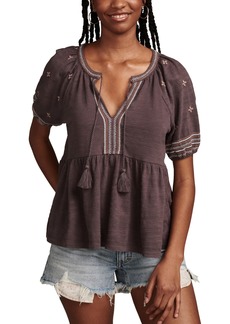 Lucky Brand Women's Easy Embroidered Babydoll Top
