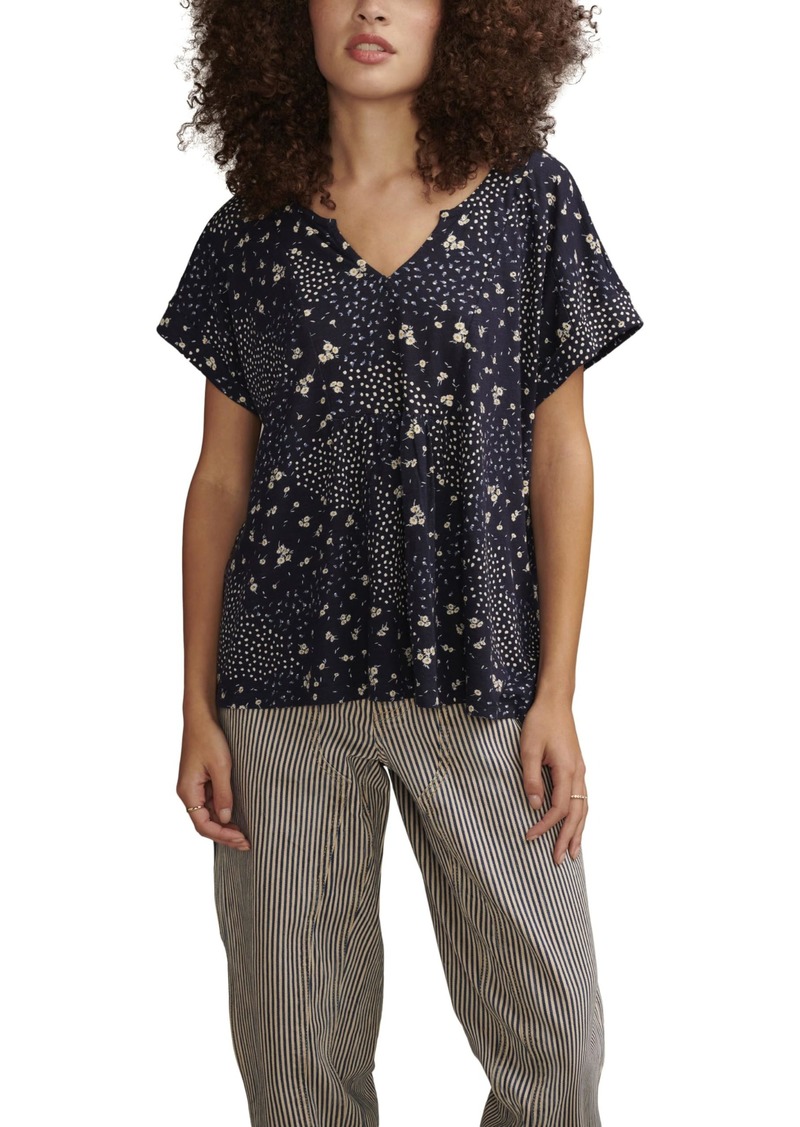 Lucky Brand Women's Easy Printed Yoke Tee