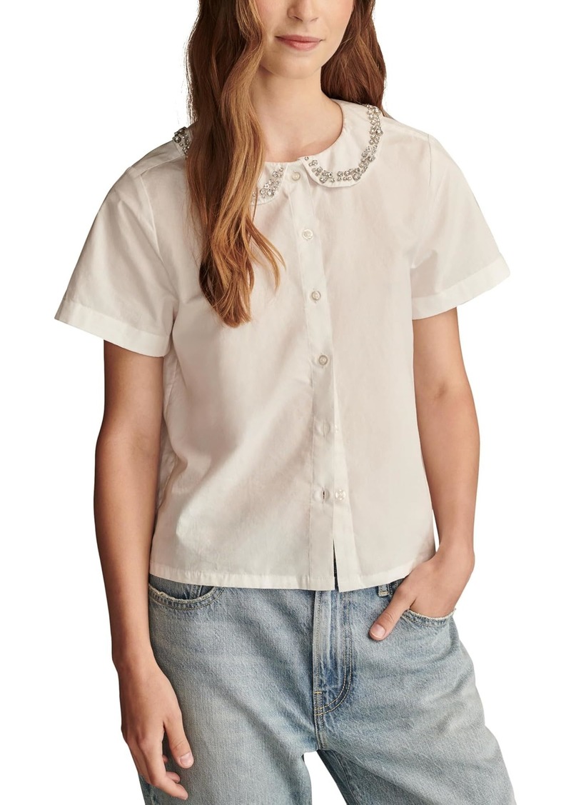 Lucky Brand Women's Embellished Peter Pan Collar Shirt