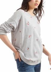 Lucky Brand Women's Embroidered Allover Flowers Pullover Sweatshirt  S
