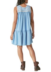 Lucky Brand Women's Embroidered Chambray Mini Dress - Denim