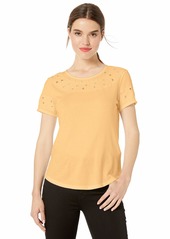 Lucky Brand Women's Embroidered Cut-Out TOP  S