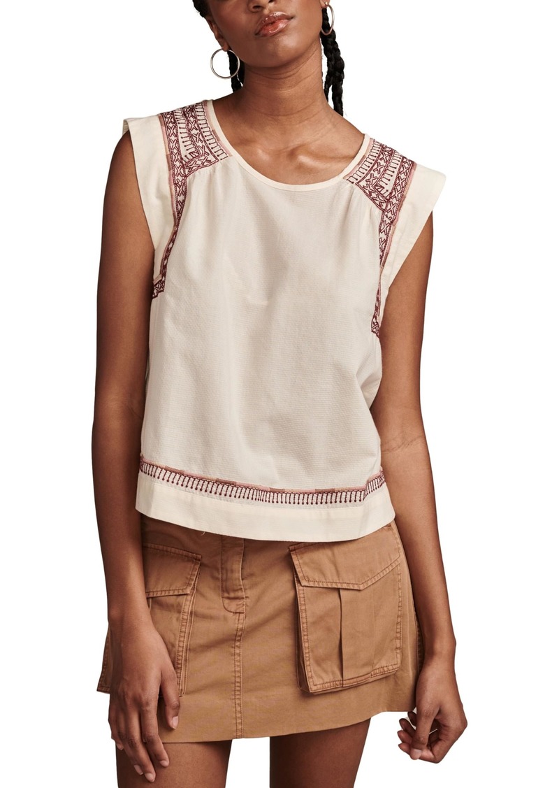 Lucky Brand Women's Embroidered High Low Slvless Blouse