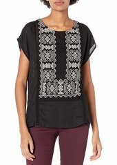 Lucky Brand Women's Embroidered Mix Top