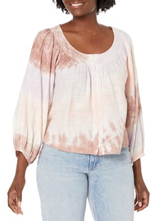 Lucky Brand Women's Embroidered Peasant Blouse