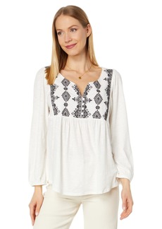 Lucky Brand Women's Embroidered Peasant Top