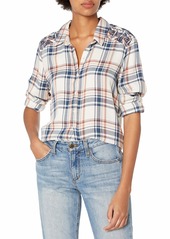 Lucky Brand womens Embroidered Plaid Top Blouse   US