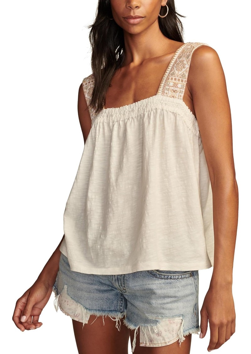 Lucky Brand Women's Embroidered Yoke Tank