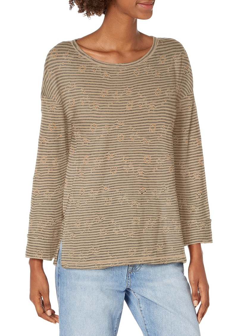 Lucky Brand womens Eyelet Stripe Tee Shirt   US