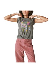 Lucky Brand Women's Faded Neon Floral Classic Crew
