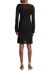 Lucky Brand Women's Festival Cotton Long-Sleeve Lace-Up Crochet Dress - Dark Black