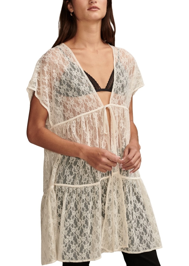 Lucky Brand Women's Festival Lace Tiered Duster - Gardenia