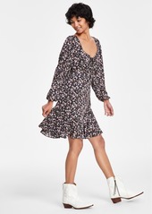 Lucky Brand Women's Flirty Flouncey Floral-Print Mini Dress - Black Floral