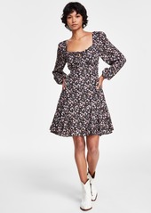 Lucky Brand Women's Flirty Flouncey Floral-Print Mini Dress - Black Floral