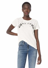 Lucky Brand Women's Floral Embroidered TEE  L