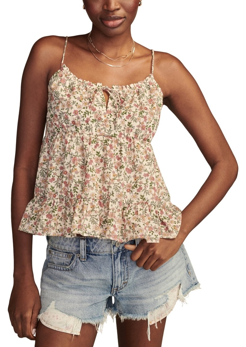 Lucky Brand Women's Floral-Print Tie-Front Swing Camisole - Mother Of Pearl Multi