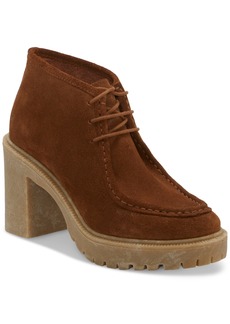 Lucky Brand Women's Holla Lace-Up Heeled Lug Sole Booties - Tan Suede