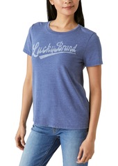 Lucky Brand Women's Ivy Arch Logo Crewneck T-Shirt - True Navy