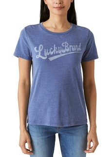 Lucky Brand Women's Ivy Arch Logo Crewneck T-Shirt - True Navy