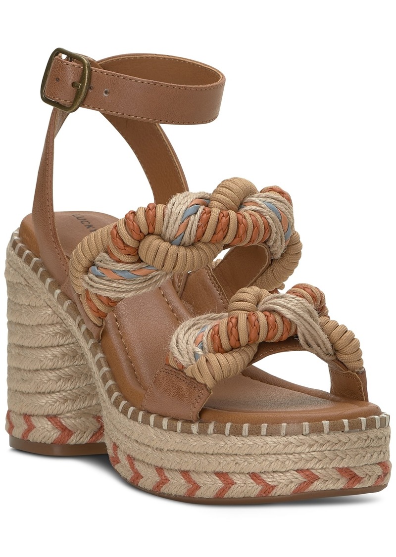 Lucky Brand Women's Jewelly Braided Ankle-Strap Espadrille Platform Sandals - Sunset Multi Leather