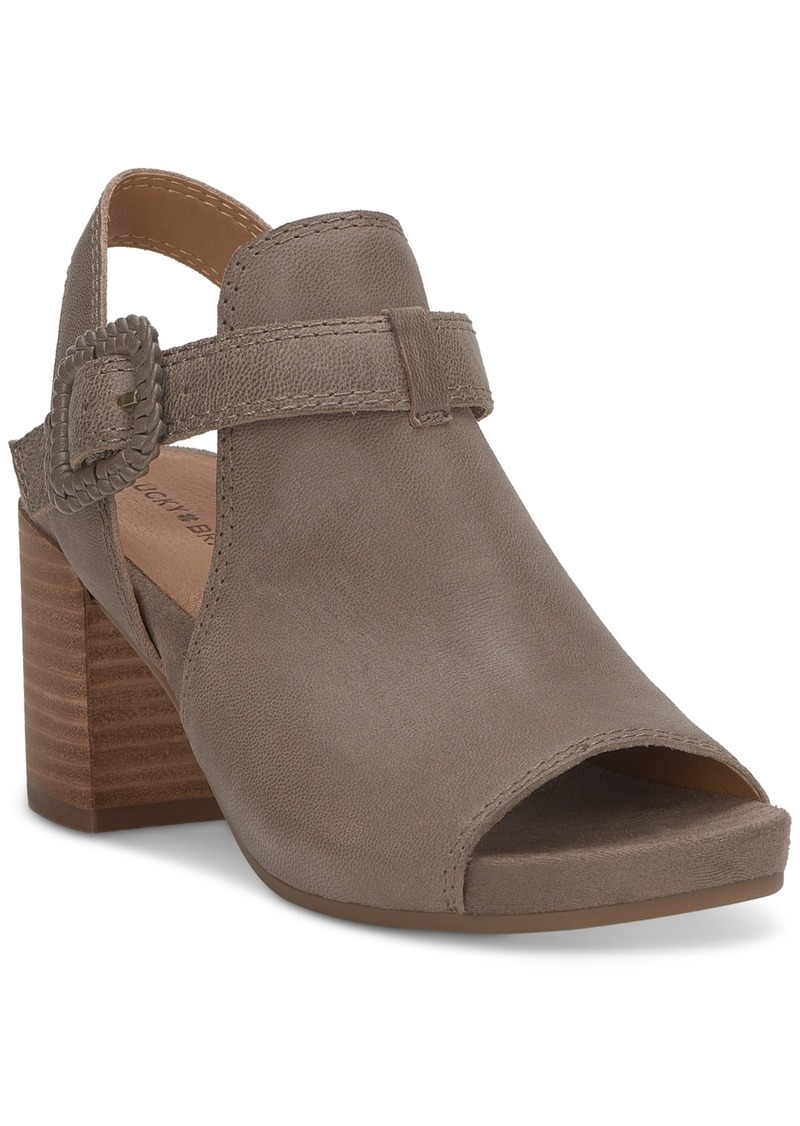 Lucky Brand Women's Juliane Cutout Slingback Block Heel Sandals - Coffee Quartz