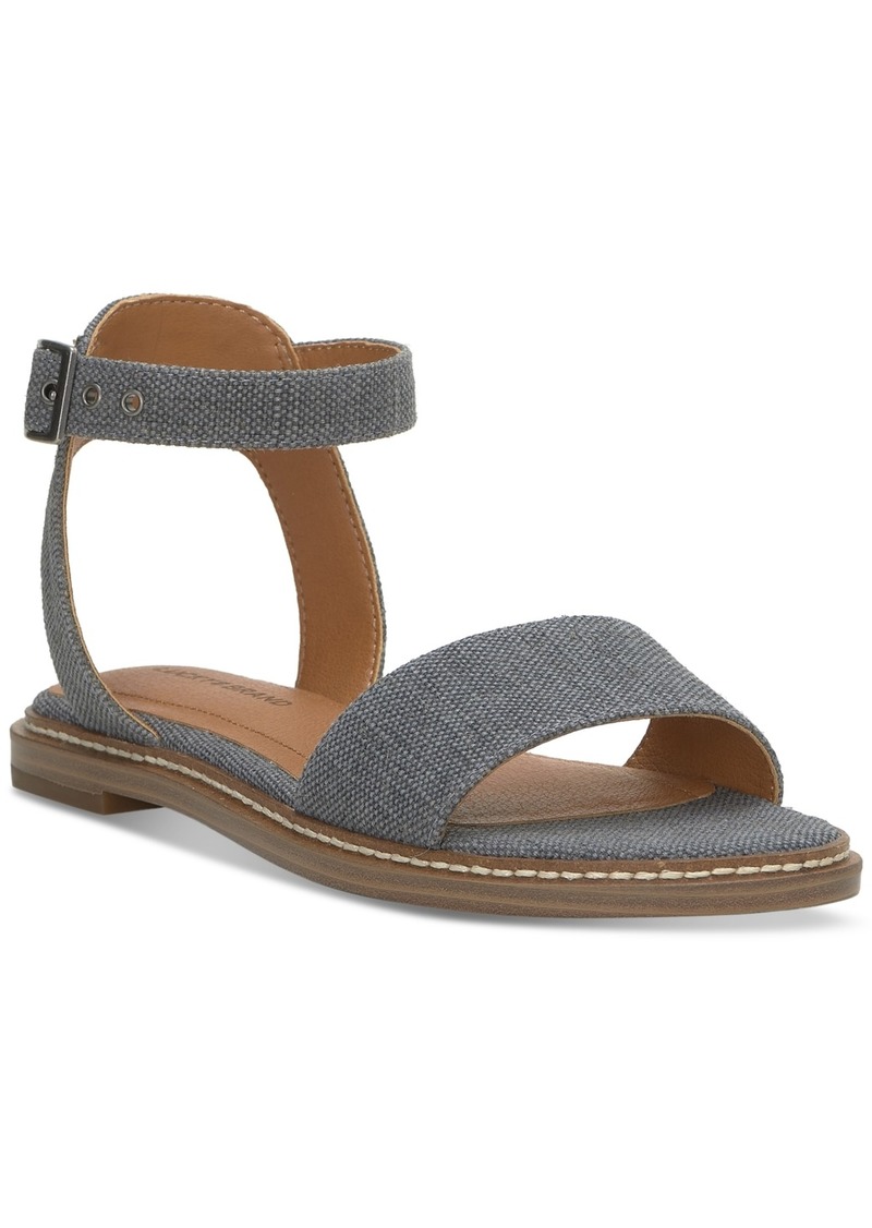 Lucky Brand Women's Kimaya Ankle-Strap Flat Sandals - Navy Textile