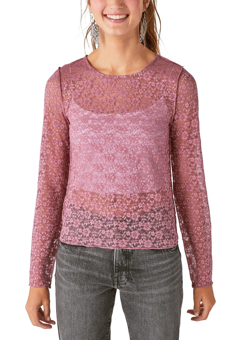Lucky Brand Women's Lace Mock Neck Top