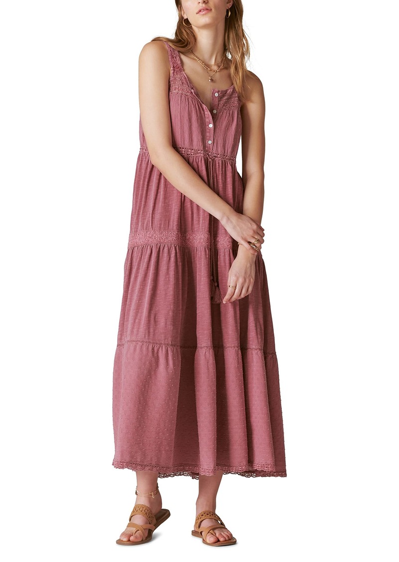 Lucky Brand Women's Lace Tiered Knit Maxi Dress