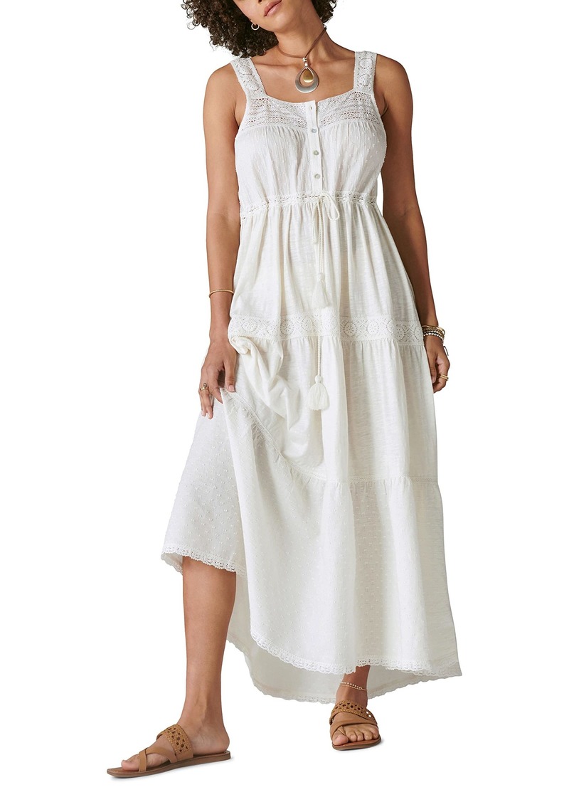 Lucky Brand Women's Lace Tiered Knit Maxi Dress