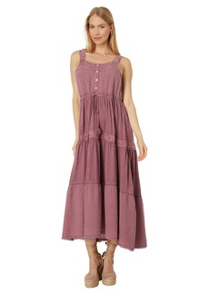 Lucky Brand Women's Lace Tiered Knit Maxi Dress