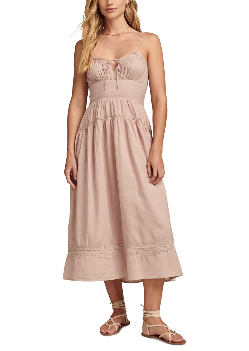 Lucky Brand Women's Lace-Trim Midi Dress - Cloud Gray