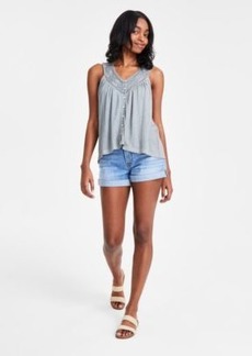 Lucky Brand Womens Lace Trim Tank Top Mid Rise Denim Shorts