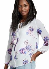 Lucky Brand Women's Large Floral Peasant Top