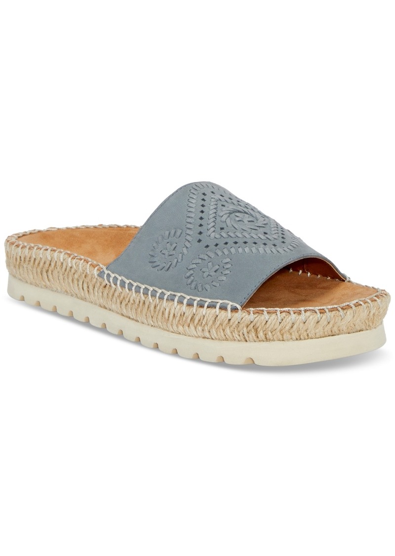 Lucky Brand Women's Lemana Espadrille Flat Slide Sandals - Ash Blue Leather