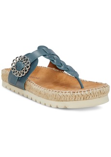 Lucky Brand Women's Libba T-Strap Espadrille Flat Sandals - Natural Blue Leather