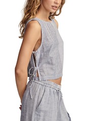 Lucky Brand Women's Linen-Blend Striped Beach Tank Top - Blue Stripe